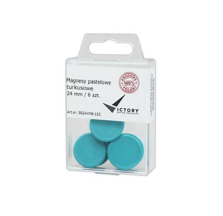 MAGNESY 24MM VICTORY OFFICE PRODUCTS 5024KM6-153 PASTELOWE TURKUSOWE 6SZT