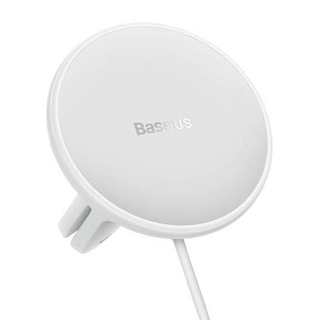 MAGNETYCZNY UCHWYT SAMOCHODOWY BASEUS CW01 DO KRATKI Z ŁADOWARKĄ USB-C, 15W + 25W (BIAŁY)