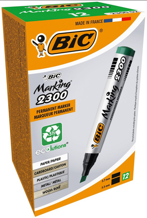 MARKER PERMANENTNY BIC MARKING 2300 ECOLUTIONS 8209233 ZIELONY ŚCIĘTA K. 3.7-5.5MM