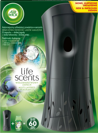 ODŚWIEŻACZ POWIETRZA URZĄDZENIE + WKŁAD AIR WICK FRESHMATIC DESZCZOWA ŚWIEŻOŚĆ LASÓW AMAZONII 250 ML