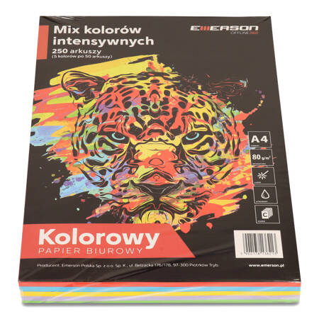 PAPIER KSERO KOLOR A4 EMERSON MIX INTENSYWNY 80G 5*50ARK