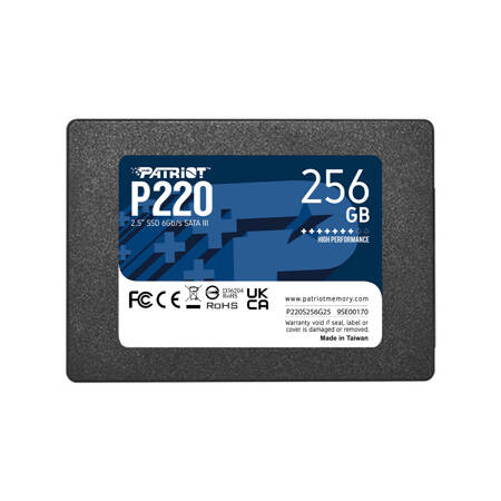 PATRIOT DYSK SSD 256GB P220 550/490 MB/S SATA III 2,5