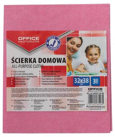 ŚCIERECZKA WISKOZOWA DOMOWA OFFICE PRODUCTS MIX KOLORÓW 32X38CM 3 SZT