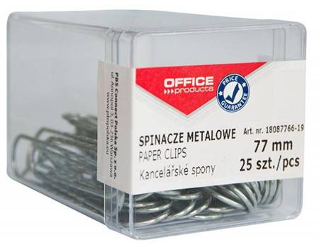 SPINACZE METALOWE 77MM OFFICE PRODUCTS SREBRNE 25SZT.