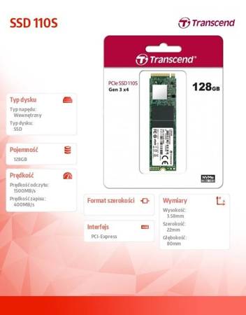 TRANSCEND DYSK SSD 110S 128GB 2280 M.2 NVME PCIE GEN3 X4